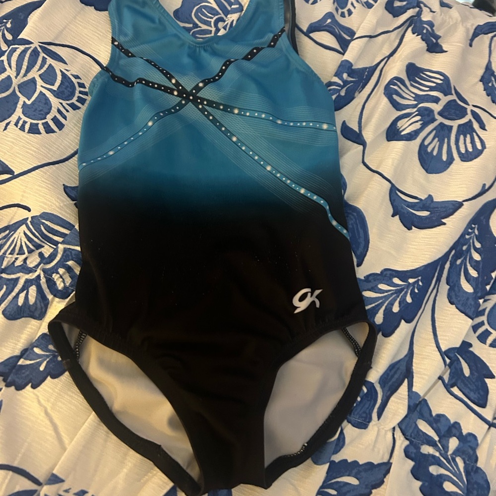 GK Teal and Black Gymnastics Leotard